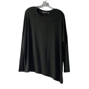 Athleta Oversized‎ Slouchy T-Shirt Women's XS Olive Green Asymmetrical Hem